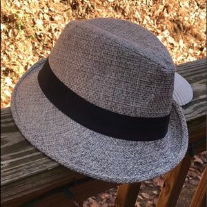 BDG Cream White Black Speck Fedora Hat Wide Brim